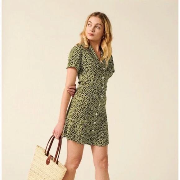 Rouje Dresses & Skirts - Rouje Marion Yellow Crepe Waist Tie Dress Size 34/US 2